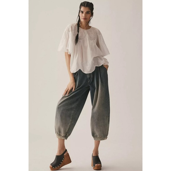 Pilcro Denim - Pilcro Pleated High Rise Balloon Leg Jeans sz 28 NWT Anthropologie Denim Trouser